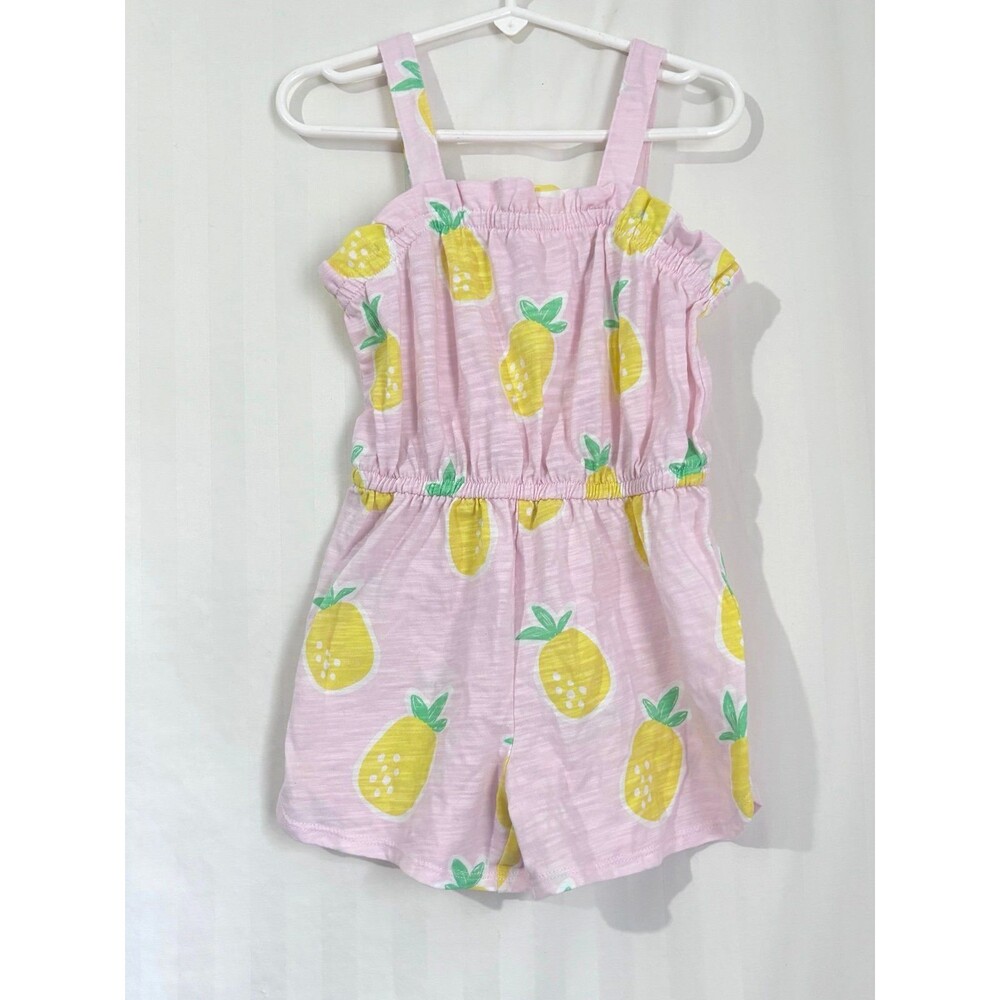 365 Kids Garanimals Girls Pink Pineapple Smocked Romper Size 5 EUC